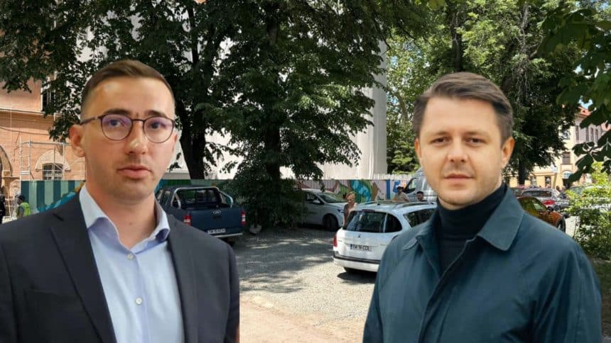 Pietriș turnat pe un teren din centrul Timișoarei în cadrul organizării de șantier de la Castelul Huniade, subiectul disputei dintre primărie și CJ Timiș.