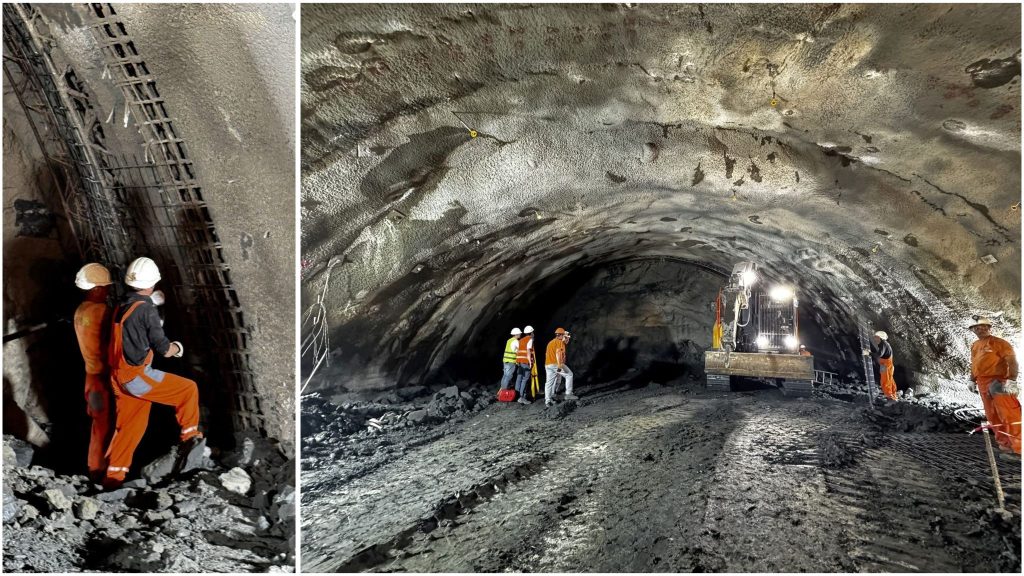 Lucrări de excavare și consolidare la intrările tunelurilor pentru mamifere mari de pe autostrada Lugoj Deva sectorul Margina Holdea.
