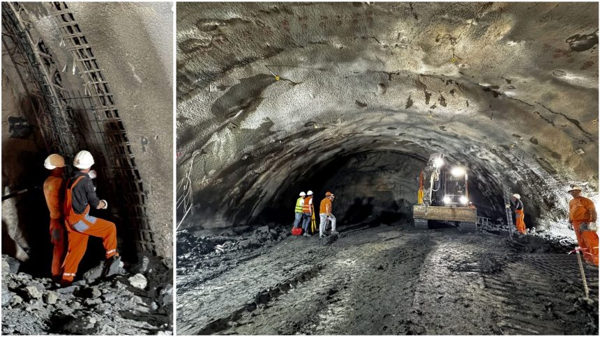 Lucrări de excavare și consolidare la intrările tunelurilor pentru mamifere mari de pe autostrada Lugoj Deva sectorul Margina Holdea.