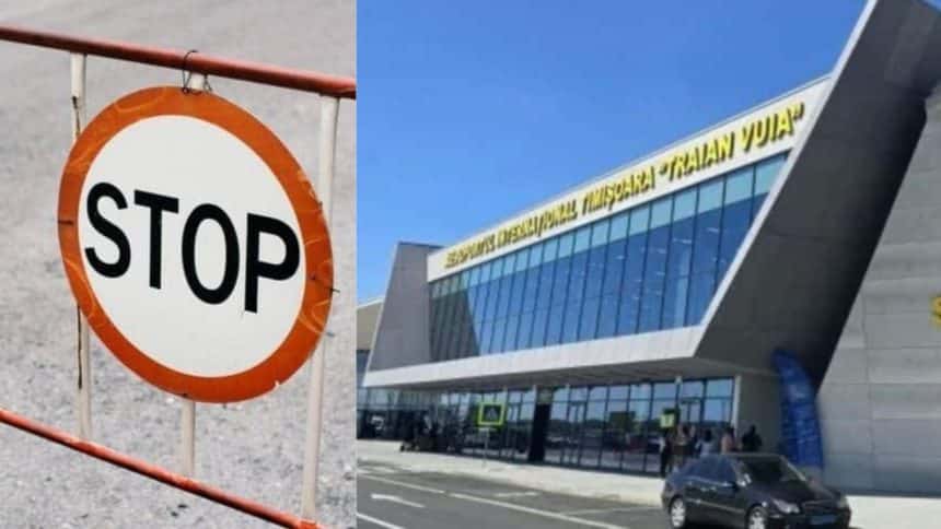 Drumul județean DJ 609D spre Aeroportul Timișoara blocat de lucrări la trecerea la nivel cu calea ferată în Ghiroda.