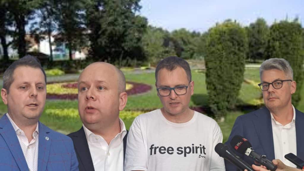 Dispozitiv inteligent smart city pentru măsurarea alergenilor și a calității aerului montat pe un stâlp în Parcul Justiției din Timișoara.