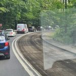 Coloană kilometrică de autoturisme și TIR-uri formate pe drumul național la ieșirea de pe autostrada A1 în zona Margina Coșava.