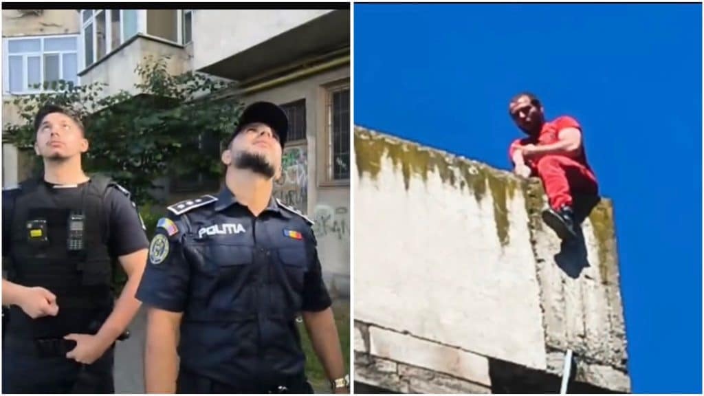 Autospeciale ale Inspectoratului pentru Situații de Urgență Hunedoara mobilizate la o intervenție de salvare de la înălțime.