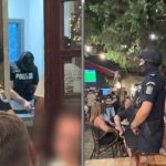Cadre ale trupelor speciale de intervenție participând la perchezițiile domiciliare din Deva într-un dosar DIICOT de trafic de droguri de mare risc.