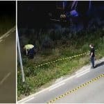 Echipaje de poliție și ambulanță cu semnalele luminoase aprinse pe o stradă întunecată din localitatea Dumbrăvița.