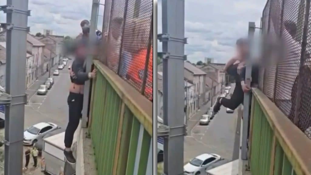 Polițiști și jandarmi intervin pe un pasaj din Arad pentru a salva un bărbat care amenința că se aruncă în gol.