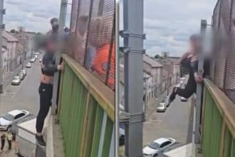 Polițiști și jandarmi intervin pe un pasaj din Arad pentru a salva un bărbat care amenința că se aruncă în gol.