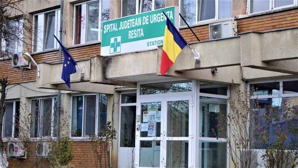 Clădirea principală a Spitalului Județean de Urgență Reșița unde a fost internat pacientul.