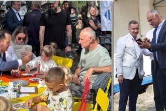 Colaj foto cu vicepreședintele Consiliului Județean Timiș Alin Popoviciu și senatorul USR Sorin Șipoș.