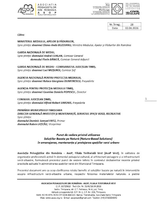 Detaliu cu bolovani din piatră naturală amplasați pe marginea unei zone verzi din Timișoara pentru prevenirea parcărilor ilegale.