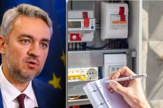 Ecranul unui smartphone care afișează o notificare de alertă privind consumul de energie electrică și costul facturii.