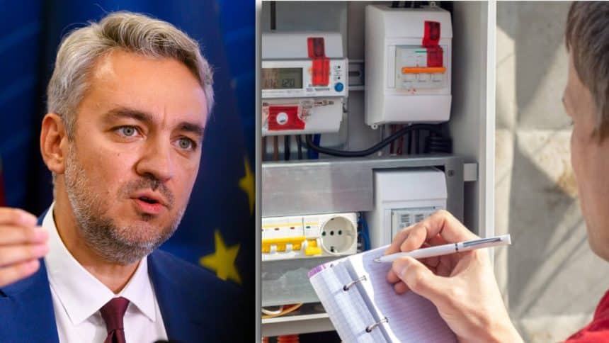 Ecranul unui smartphone care afișează o notificare de alertă privind consumul de energie electrică și costul facturii.