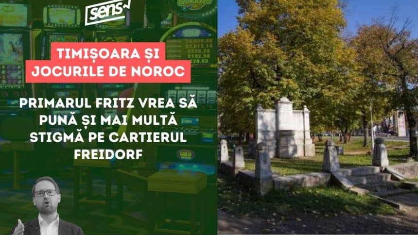 Reprezentanți ai partidului SENS Timiș prezentând argumentele petiției pentru interzicerea totală a sălilor de păcănele în municipiu.