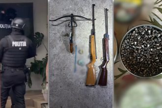 Arme, muniție și o arbaletă descoperite de polițiști în urma unor percheziții din Timiș