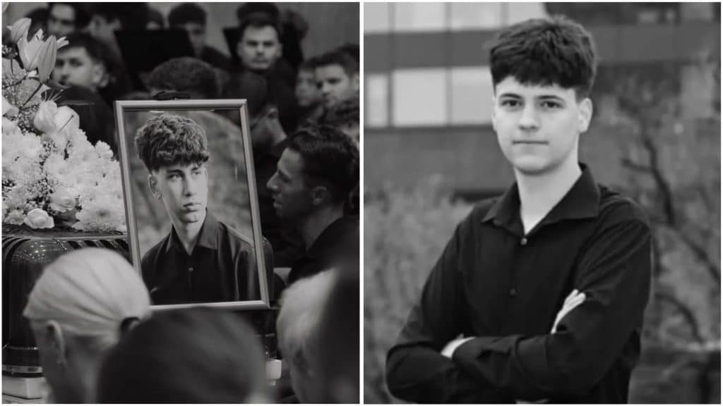 Sute de locuitori din Dumbrăvița și Timișoara participând la „Marșul Vieții”, ținând în mâini candele și flori în memoria adolescenților Matias și Dragoș.