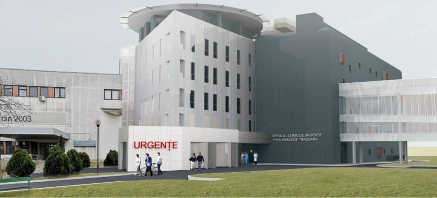 Pasarela de legătură care conectă noul Centru de Mari Arși cu Spitalul Județean și Clinica de Ortopedie din Timișoara.