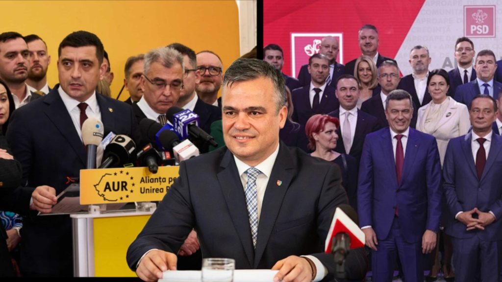 Liderul USR Timiș, Sorin Șipoș, oferind o declarație politică despre jocurile de culise din Parlament și poziția AUR față de Cabinetul Veștea.
