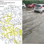Viitură pe un curs de apă mic din bazinul hidrografic Bega, în județul Timiș, în urma ploilor torențiale și a furtunilor recente.