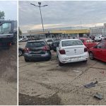 Vehicule distruse și proiectate în afara carosabilului pe DN6, în Sânnicolau Mare, în urma unui accident provocat de o depășire nereușită.