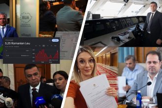 Liderul politic Sorin Șipoș susținând un discurs despre realizările miniștrilor USR în perioada de interimat și criticile la adresa negocierilor dintre PSD și AUR.