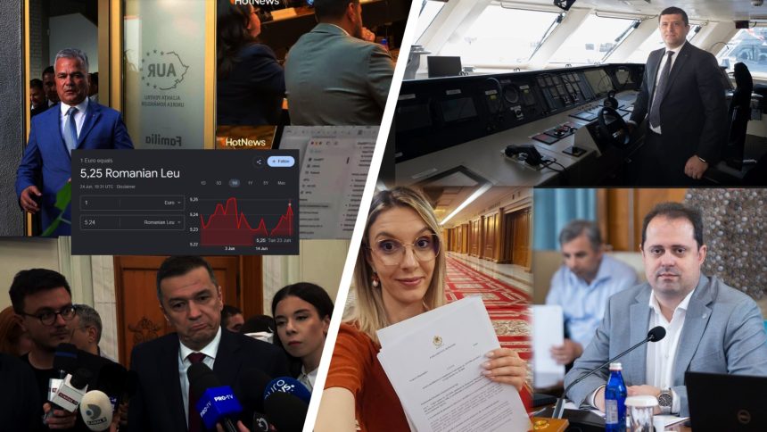 Liderul politic Sorin Șipoș susținând un discurs despre realizările miniștrilor USR în perioada de interimat și criticile la adresa negocierilor dintre PSD și AUR.