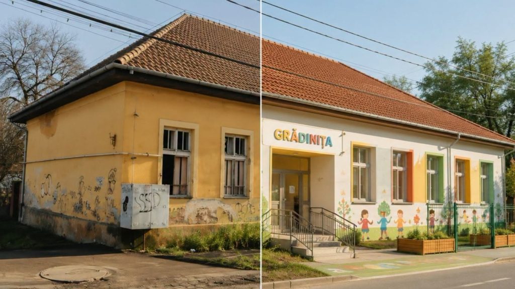 Clădirea istorică abandonată a fostei Școli Mici de pe strada Jókai Mór din Timișoara, propusă pentru reabilitare integrală prin Programul Regional Vest.