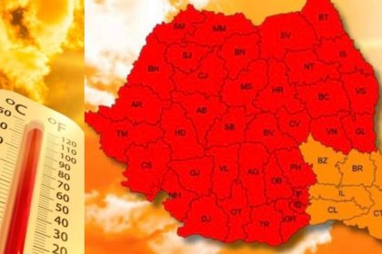 Străzi cu trafic redus în Timișoara în timpul avertizării de cod roșu de caniculă, pe fondul temperaturilor de 41 de grade Celsius la umbră.