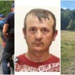 Echipe mixte formate din salvamontiști, jandarmi și câini de urmă desfășurând operațiuni de căutare în zona împădurită Răcăștie din Hunedoara.