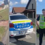 Autospecială a Inspectoratului de Poliție Județean Timiș parcată la locul unui accident rutier pentru efectuarea cercetărilor de la fața locului.