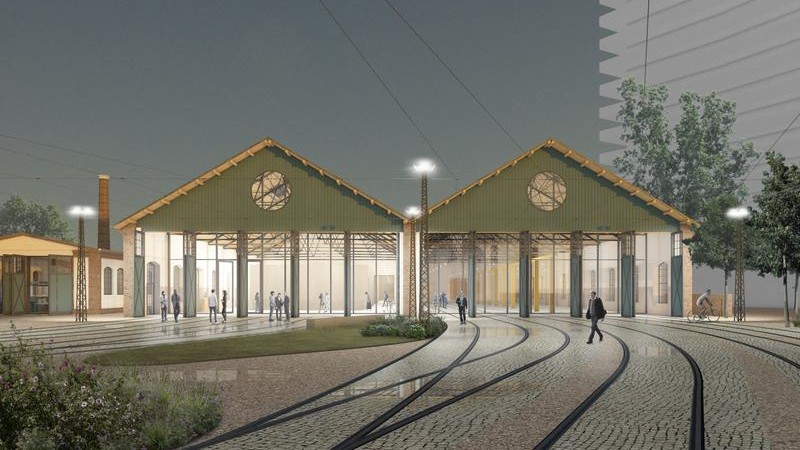 Fostele hale de tramvai de pe Bulevardul Take Ionescu din Timisoara care vor fi transformate in centru de arta si tehnologie prin proiectul MultipleXity