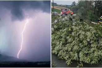 Nori negri de furtună și vijelie deasupra județului Timiș, sub avertizare de cod portocaliu de vreme rea.