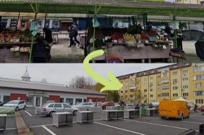 Imagine cu zona comercială a pieței de pe strada Silistra din cartierul Lipovei Timișoara, vizată de reorganizare.
