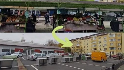Imagine cu zona comercială a pieței de pe strada Silistra din cartierul Lipovei Timișoara, vizată de reorganizare.