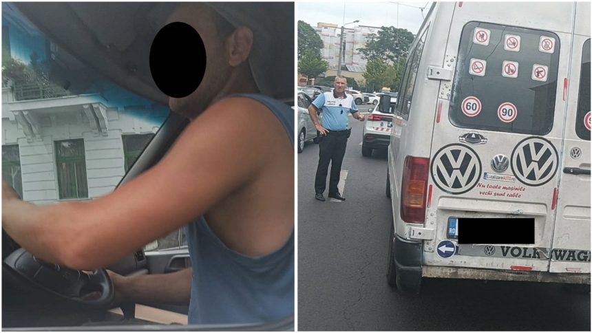 Echipaj al Poliției Locale Timișoara legitimând și imobilizând un conducător auto în zona centrală a orașului.