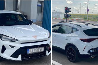 Autoturism oprit pentru control la Sectorul Poliției de Frontieră Moravița din județul Timiș.