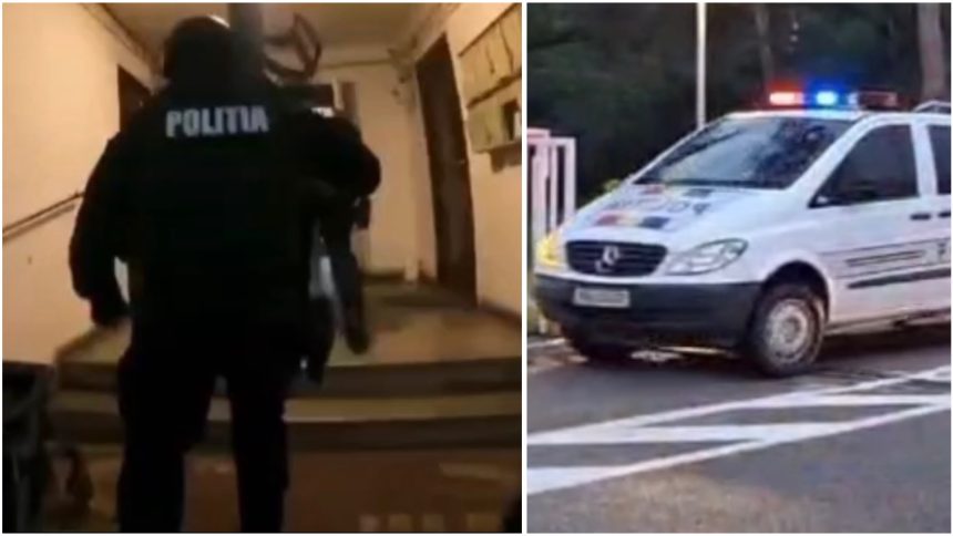 Luptători SAS și polițiști în timpul unor descinderi la ușa suspecților într-un dosar de cămătărie.