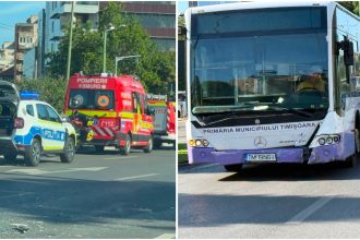 Autobuz STPT și o mașină implicate într-un accident lângă Iulius Mall din Timișoara