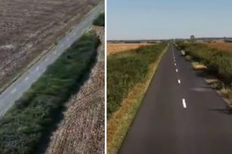 Tronsoane de drum județean DJ 682E asfaltate proaspăt între Sânpetru Mare și Igriș.