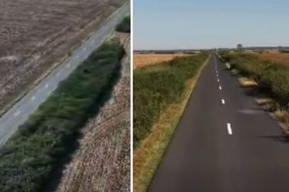 Tronsoane de drum județean DJ 682E asfaltate proaspăt între Sânpetru Mare și Igriș.