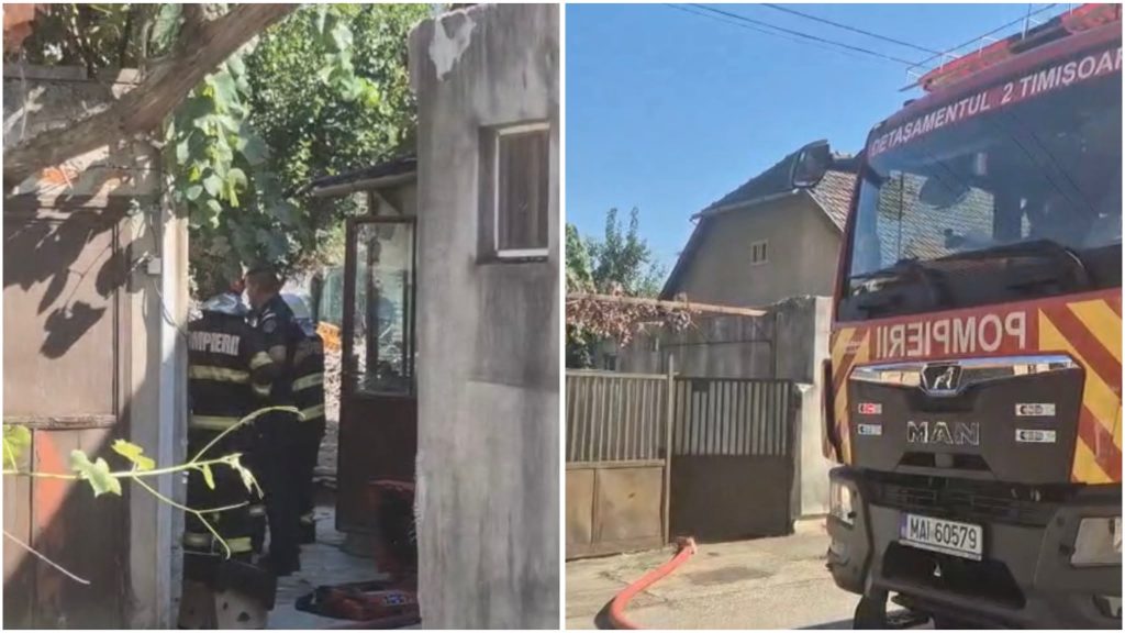 Pompierii intervin la un incendiu izbucnit într-o casă de pe strada Talăngii din Timișoara, după ce o canapea a luat foc