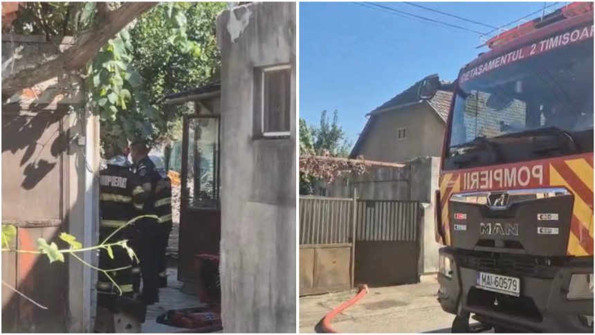 Pompierii intervin la un incendiu izbucnit într-o casă de pe strada Talăngii din Timișoara, după ce o canapea a luat foc