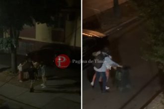 Un scandal monstru între un cuplu și un grup de tineri a fost filmat de locatari și a ajuns în atenția poliției.