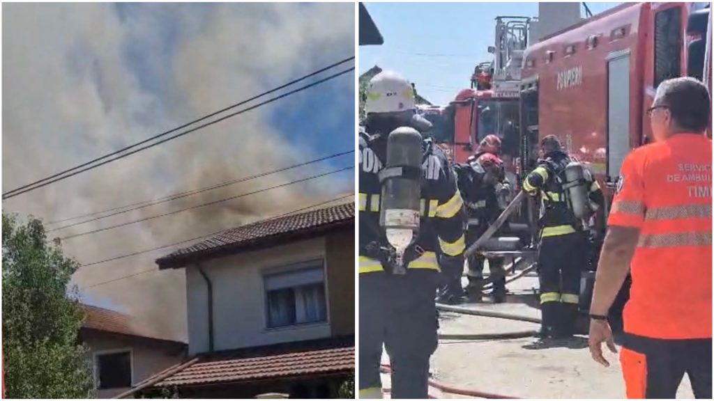 Acoperișul unei case cu etaj din Șag a fost înghițit de incendiu pe o suprafață de 100 mp