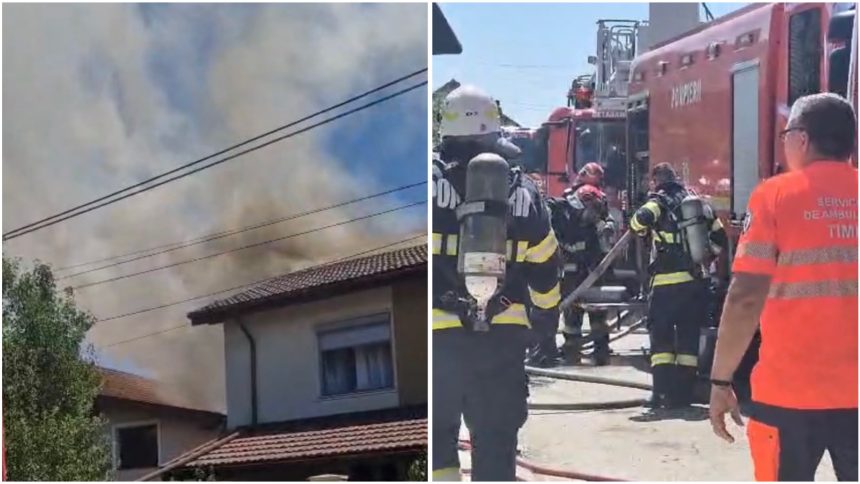 Acoperișul unei case cu etaj din Șag a fost înghițit de incendiu pe o suprafață de 100 mp