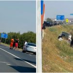O autospecială de poliție a fost lovită și aruncată în șanț de un șofer neatent, la Remetea Mare
