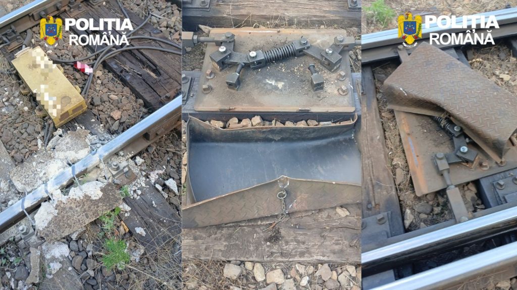 Pericol uriaș pe calea ferată la Petroșani: Trei minori au pus o dală de beton pe șine, lovită ulterior de un tren de marfă.