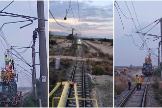 Circulație feroviară afectată lângă Lugoj: Un utilaj agricol ar fi rupt firul de înaltă tensiune în zona stației Tapia.