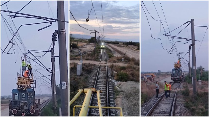 Circulație feroviară afectată lângă Lugoj: Un utilaj agricol ar fi rupt firul de înaltă tensiune în zona stației Tapia.