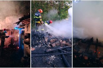 Incendiu devastator în Hunedoara: Pompierii s-au luptat peste trei ore cu flăcările care au mistuit mai multe anexe la Ciula Mică.