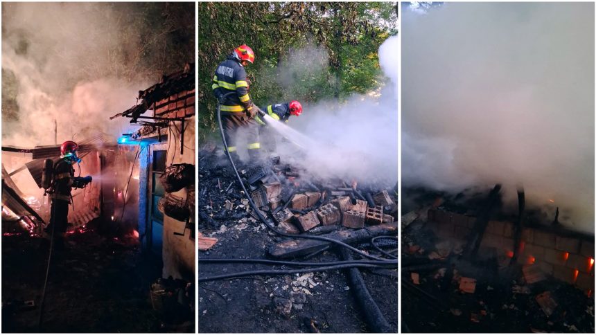 Incendiu devastator în Hunedoara: Pompierii s-au luptat peste trei ore cu flăcările care au mistuit mai multe anexe la Ciula Mică.